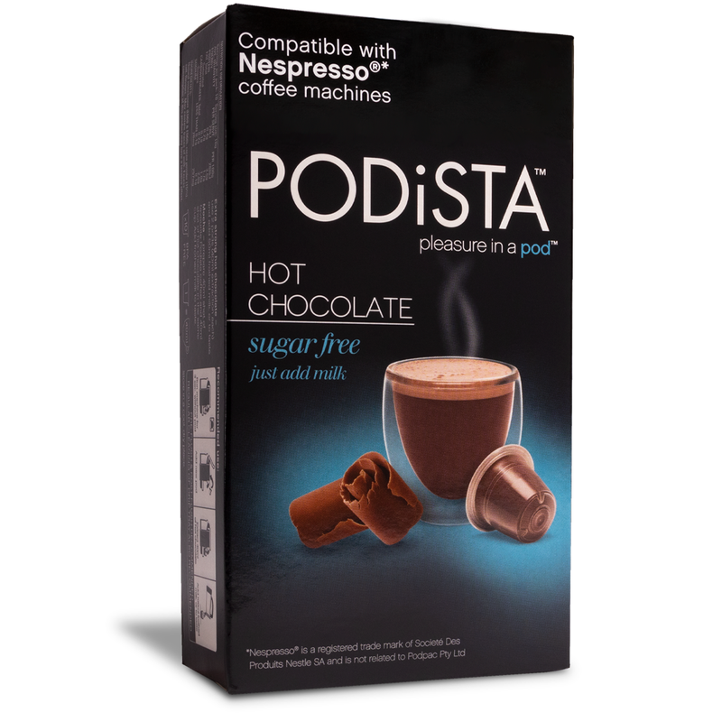 PODiSTA Nespresso Compatible Sugar Free Chocolate 10pk Express Pods